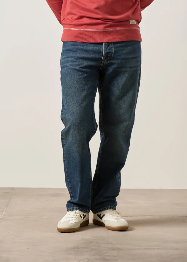 Jean droit large en coton bio | bleu "Rad rufus blue soil", Nudie Jeans