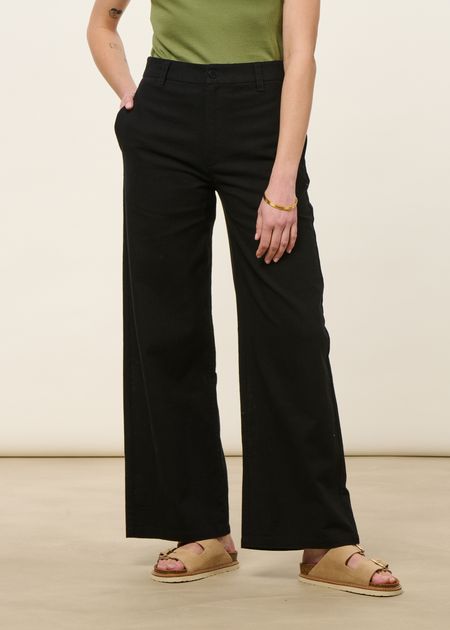 Pantalon large en coton bio | noir "black karina pants - black" - Thinking Mu