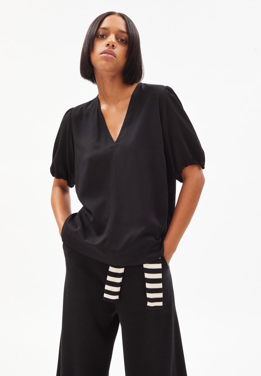 Blouse noire en viscose ecovero - coranaa, Armedangels, photo 1
