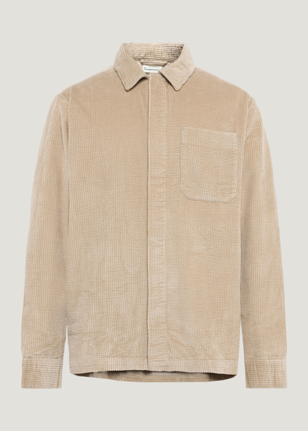 Surchemise en velours côtelé de coton bio | beige "corduroy overshirt light feather gray", Knowledge Cotton Apparel