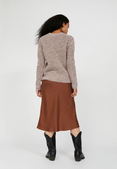 Pull en surpiqué caramel en coton bio et laine - josaa mouline, Armedangels, photo 2