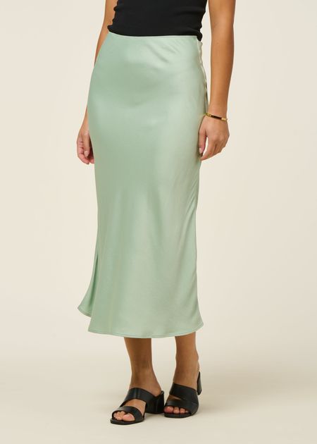 Jupe en satin recyclé | vert clair "lenovaa satin slip-skirt - foam"