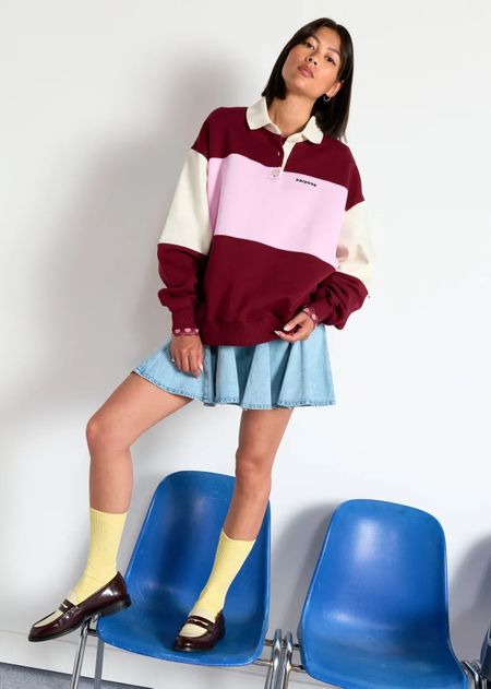 Sweat polo en coton bio | tricolore "Linda bordeaux", Perpète, photo 2