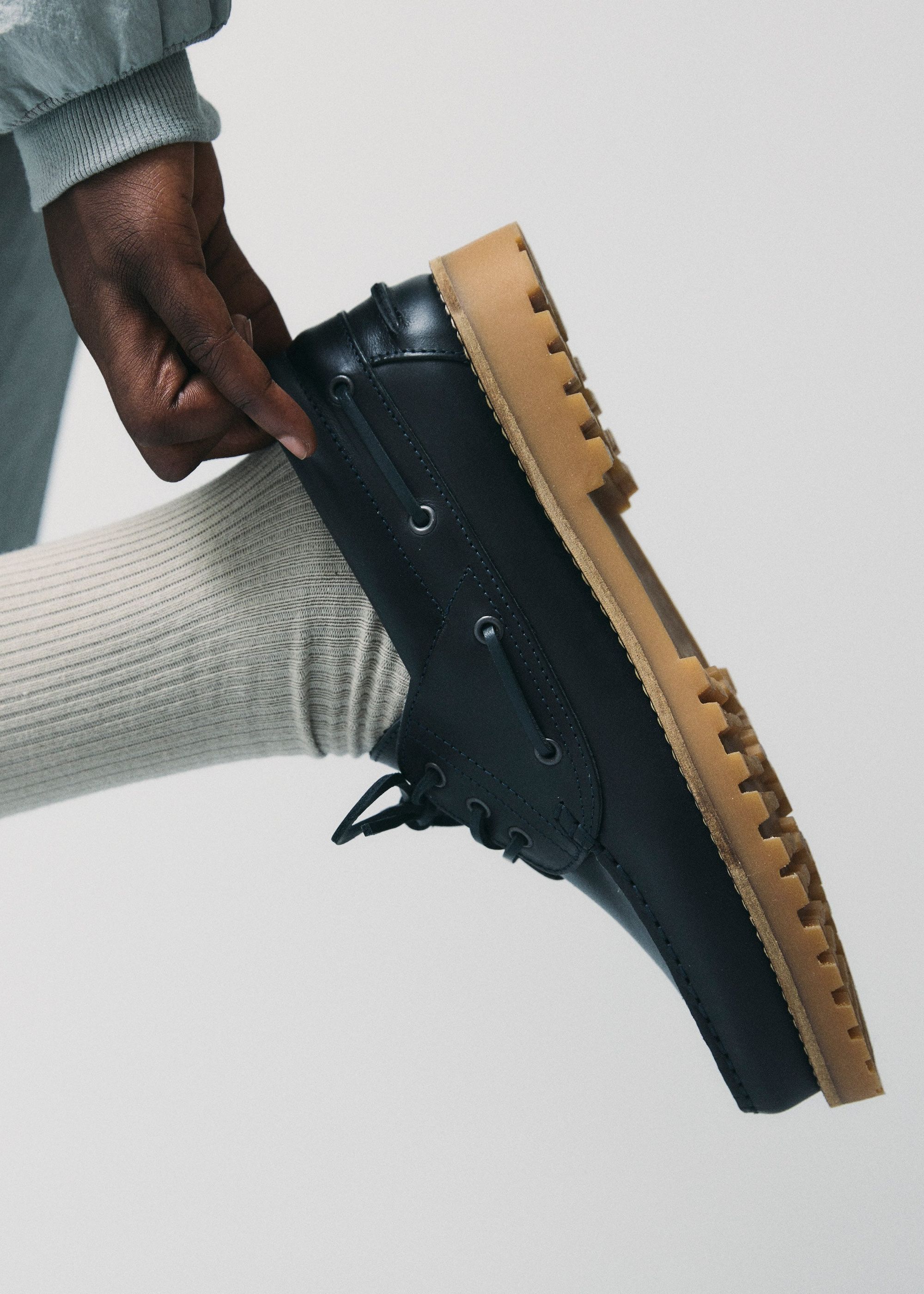 Chaussures bateau en cuir certifié | ollie boat shoe - navy leather, Garment Project, photo 4