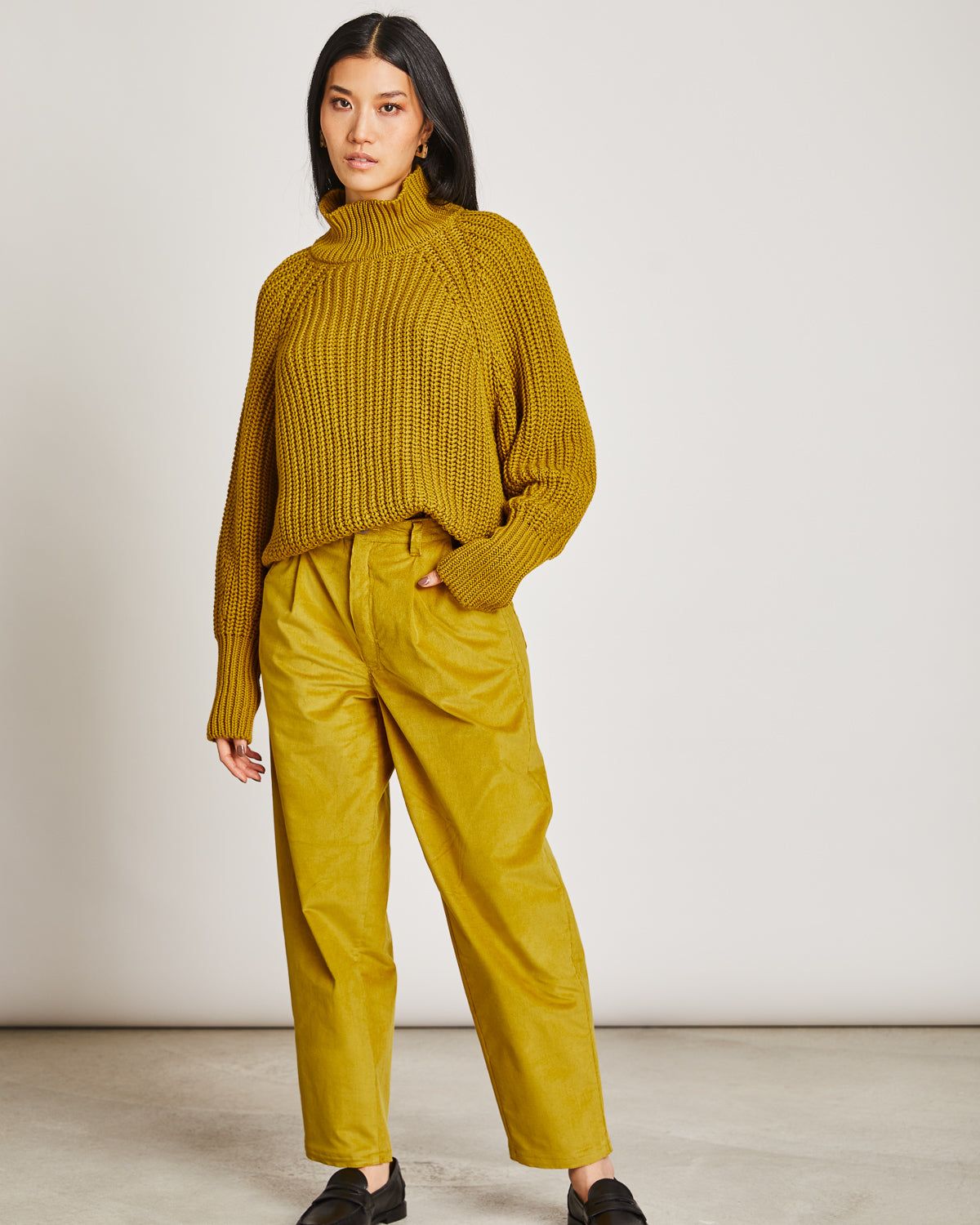 Pull maille ample moutarde en coton bio - ola muddy yellow, Jan'n June, photo 5