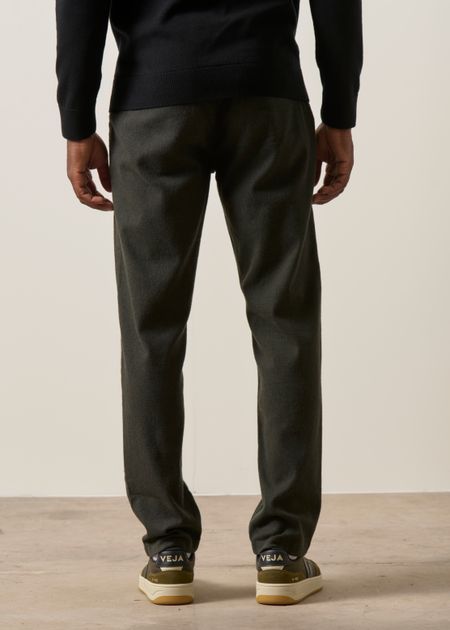 Pantalon droit flanelle en coton bio | vert "chuck regular flannel pants forrest night" - Knowledge Cotton Apparel
