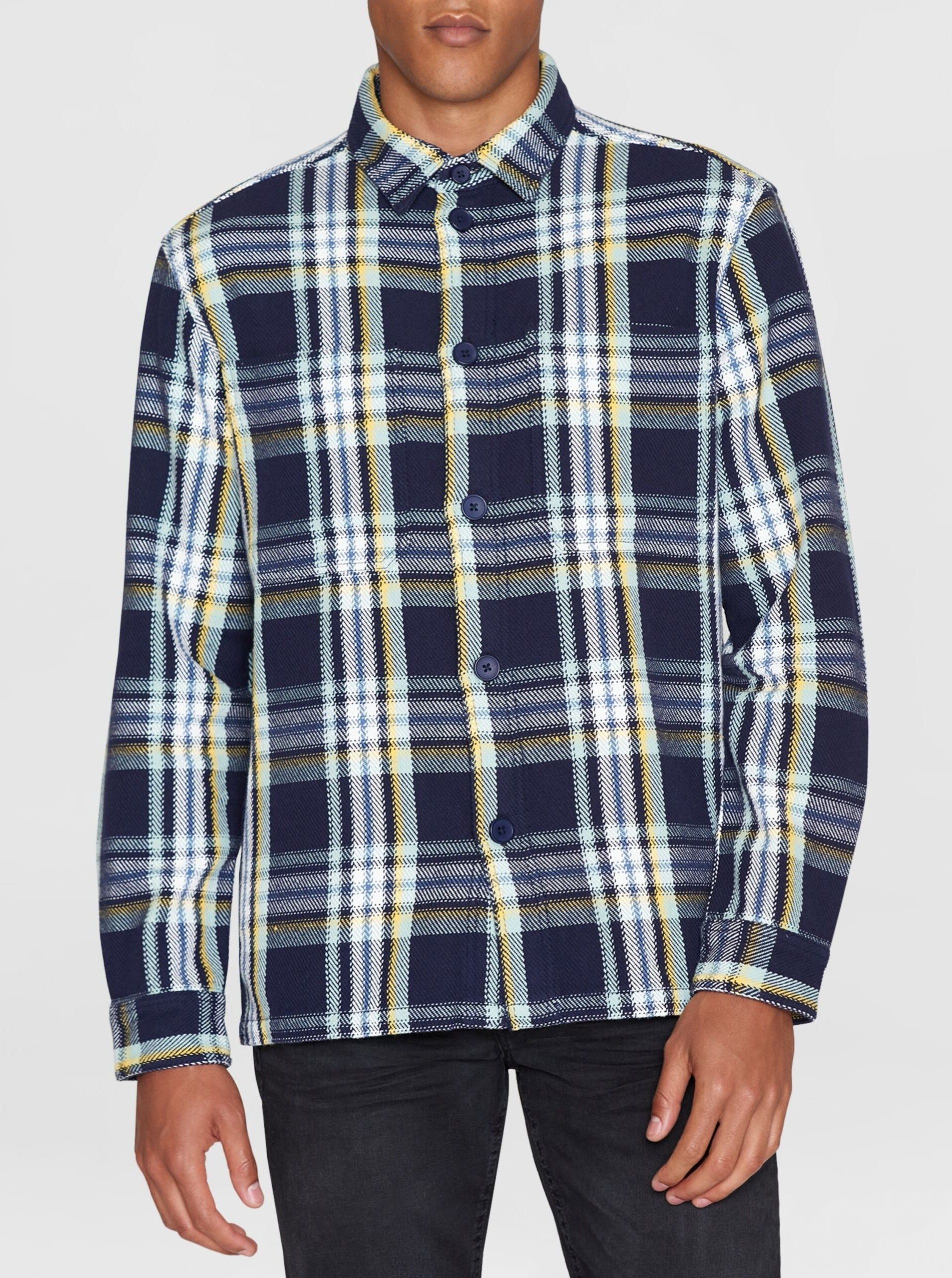 Kariertes Overshirt aus Bio-Baumwolle | Blau "checked overshirt blue check", Knowledge Cotton Apparel, Foto 1