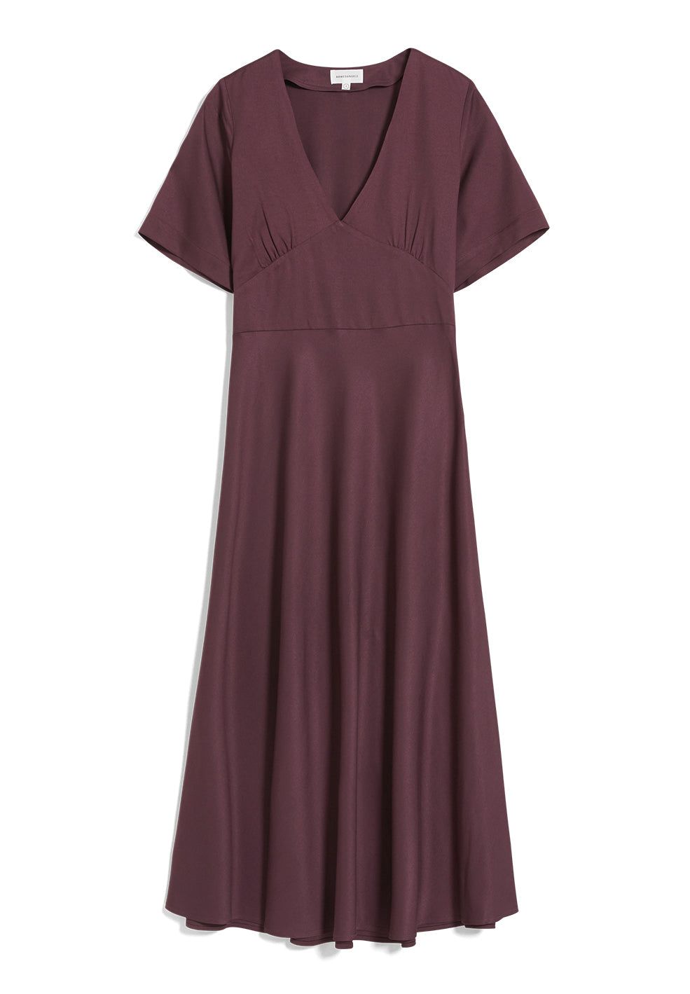 Robe longue col v aubergine en lenzing - rosamaary, Armedangels, photo 6