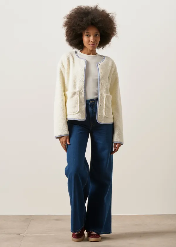 Veste polaire en coton bio et matière recyclée | blanc "Cloudy day jacket creme - white", Mademoiselle Yéyé