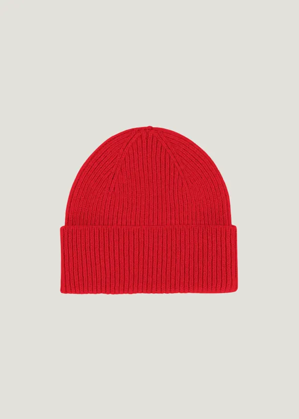 Bonnet en laine mérinos recyclée | rouge "merino wool beanie - scarlet red", Colorful Standard