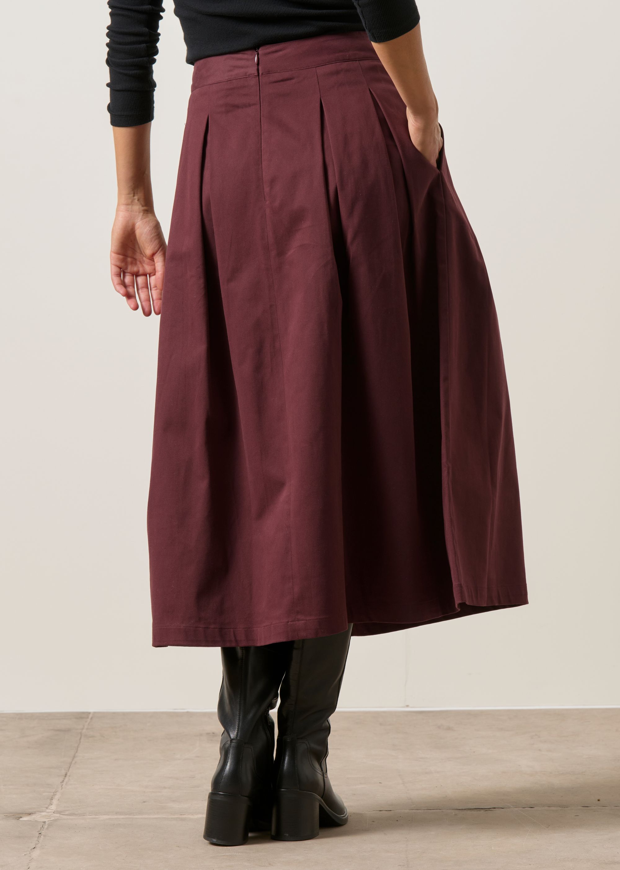 Ausgestellter Midirock aus Bio-Baumwolle | Braun "eloisa - chocolat", SKFK, Foto 2
