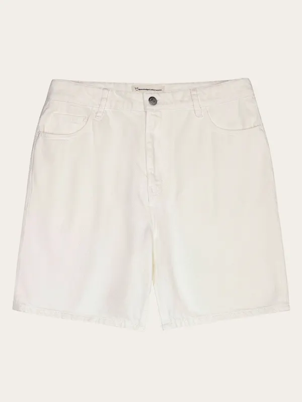 Short en coton biologique | blanc "flint 5-pocket twill shorts - gots/vegan - 1387 egret", Knowledge Cotton Apparel
