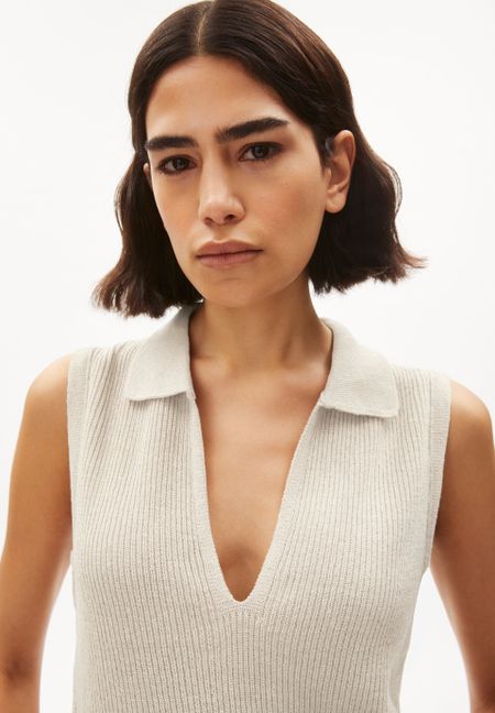 Pull sans manche en lin et matières recyclées non teint - robertaa lino undyed