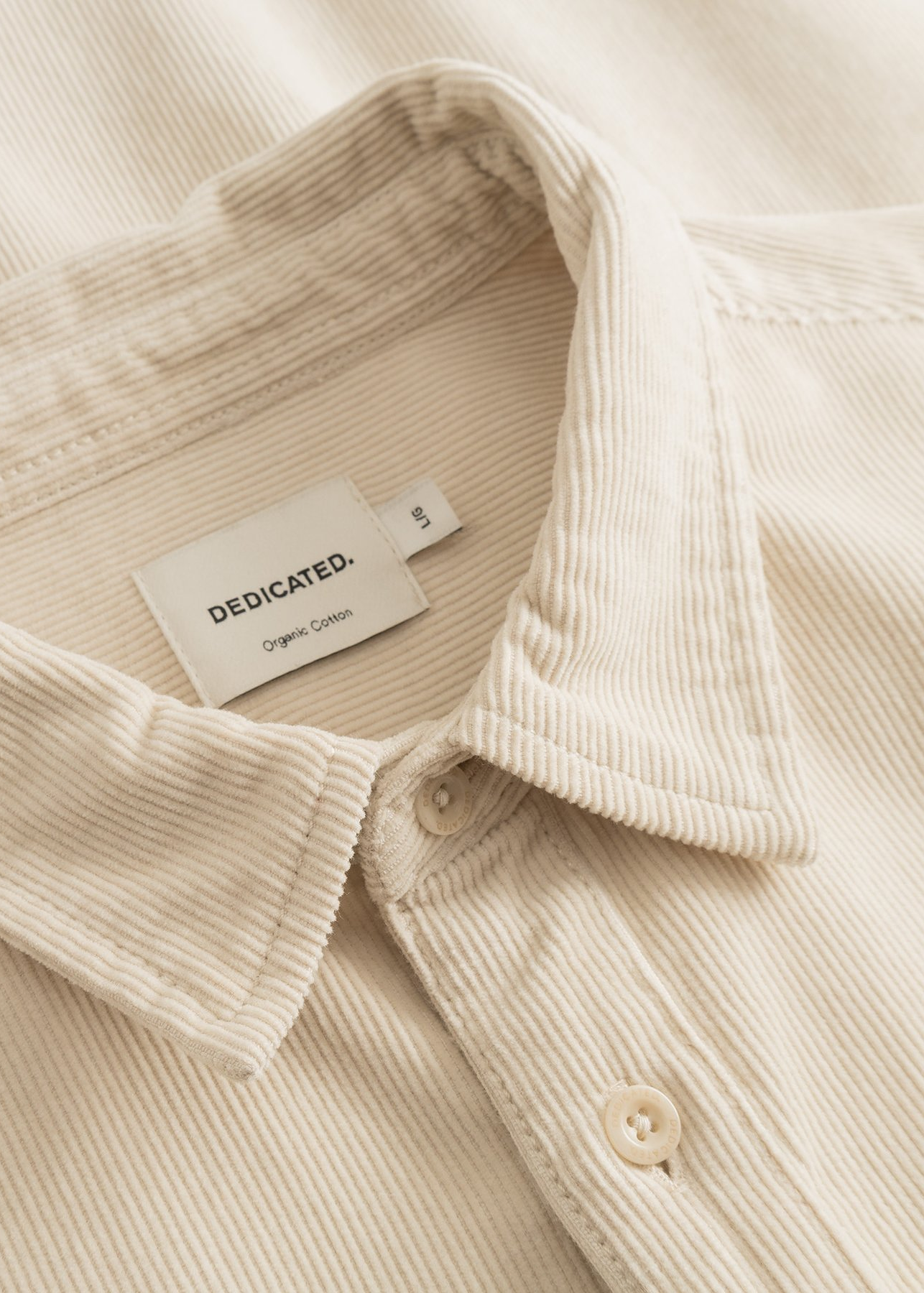 Chemise velours en coton bio | écru "varberg corduroy oat white - rainy day", Dedicated, photo 2