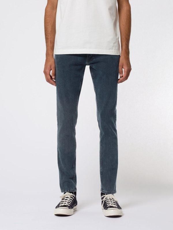Jean skinny bleu foncé en coton bio - tight terry black ocean, Nudie Jeans, photo 1