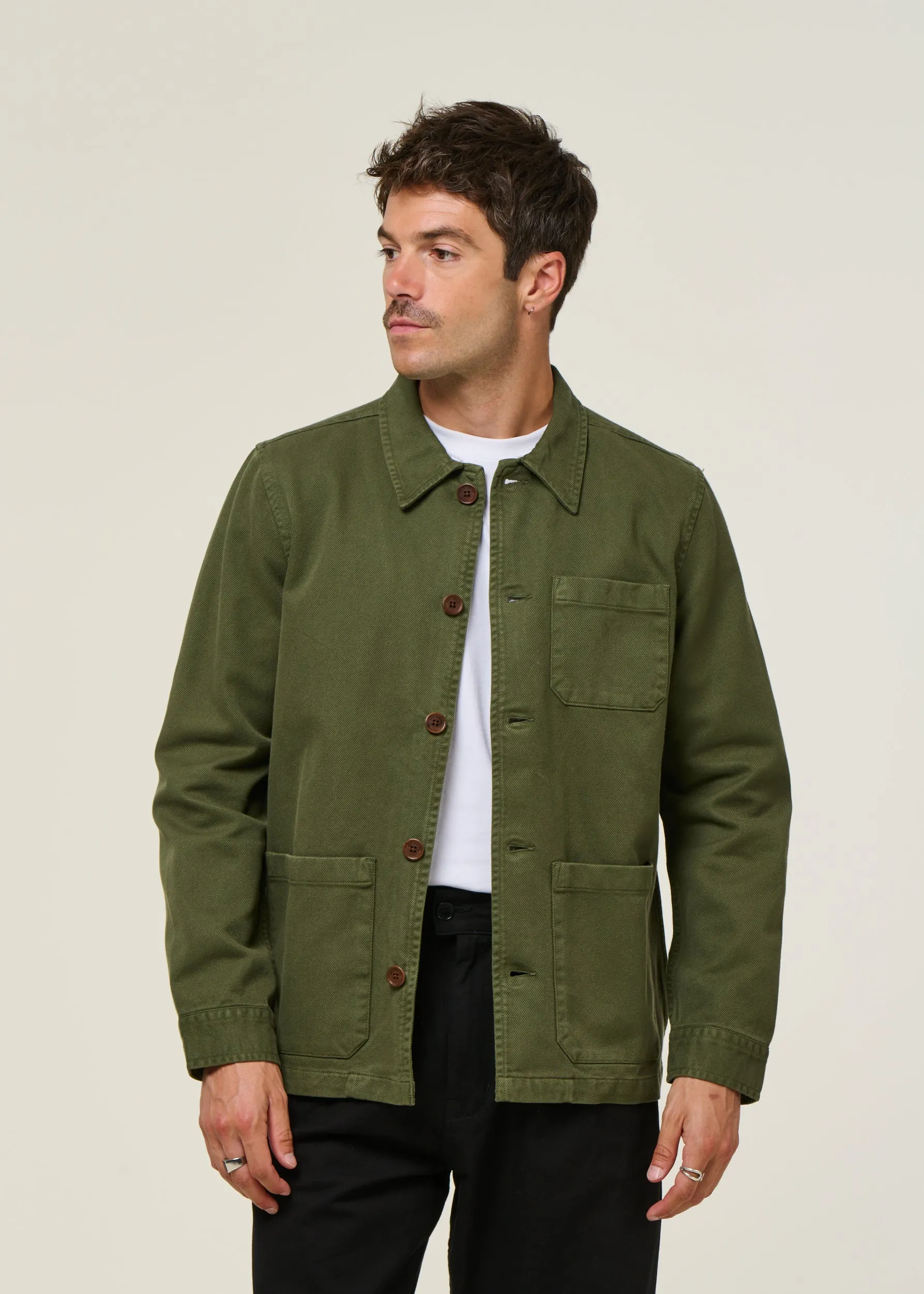 Veste workwear kaki en coton bio | vert "barney worker jacket olive", Nudie Jeans, photo 1