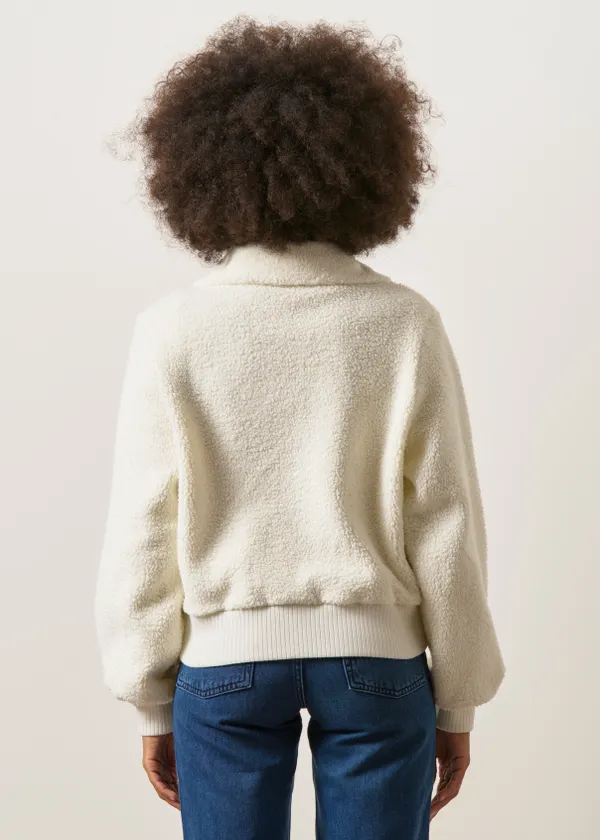 Veste polaire en coton bio et matière recyclée | beige "Studio cloud jacket creme - white", Mademoiselle Yéyé