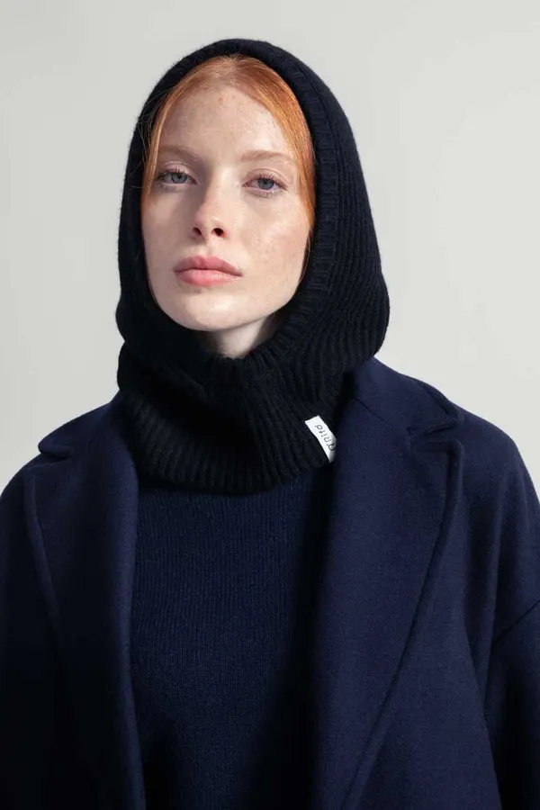 Cagoule en cachemire recyclé | noir "marika - nero ardesia", Rifò