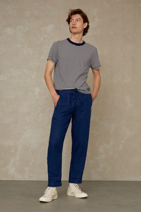 Pantalon ample marine en lin - martin