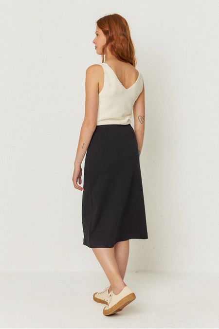Jupe mi-longue en coton biologique | noir "baiza-gots skirt - black", SKFK, photo 3