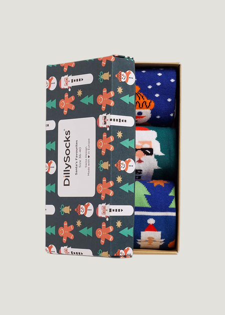 Pack 3 paires de chaussettes en coton bio | multicolore "santa's favourites  - multicolor" - Dilly socks