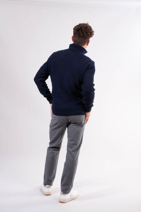 Pull col zippé marine en coton et laine bio - valley, Knowledge Cotton Apparel, photo 4