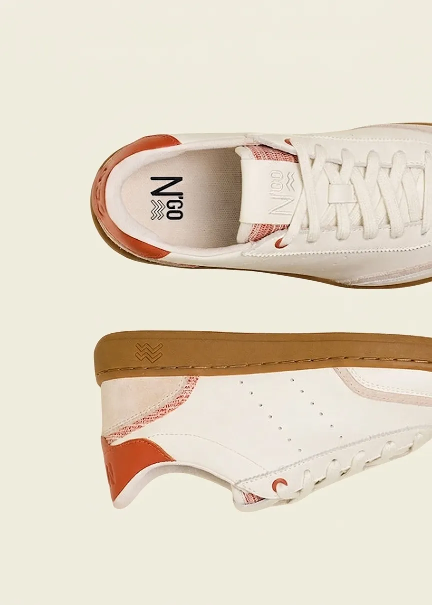 Baskets en cuir certifié | blanc-orange "Ha long spiced orange", N'go shoes, photo 3