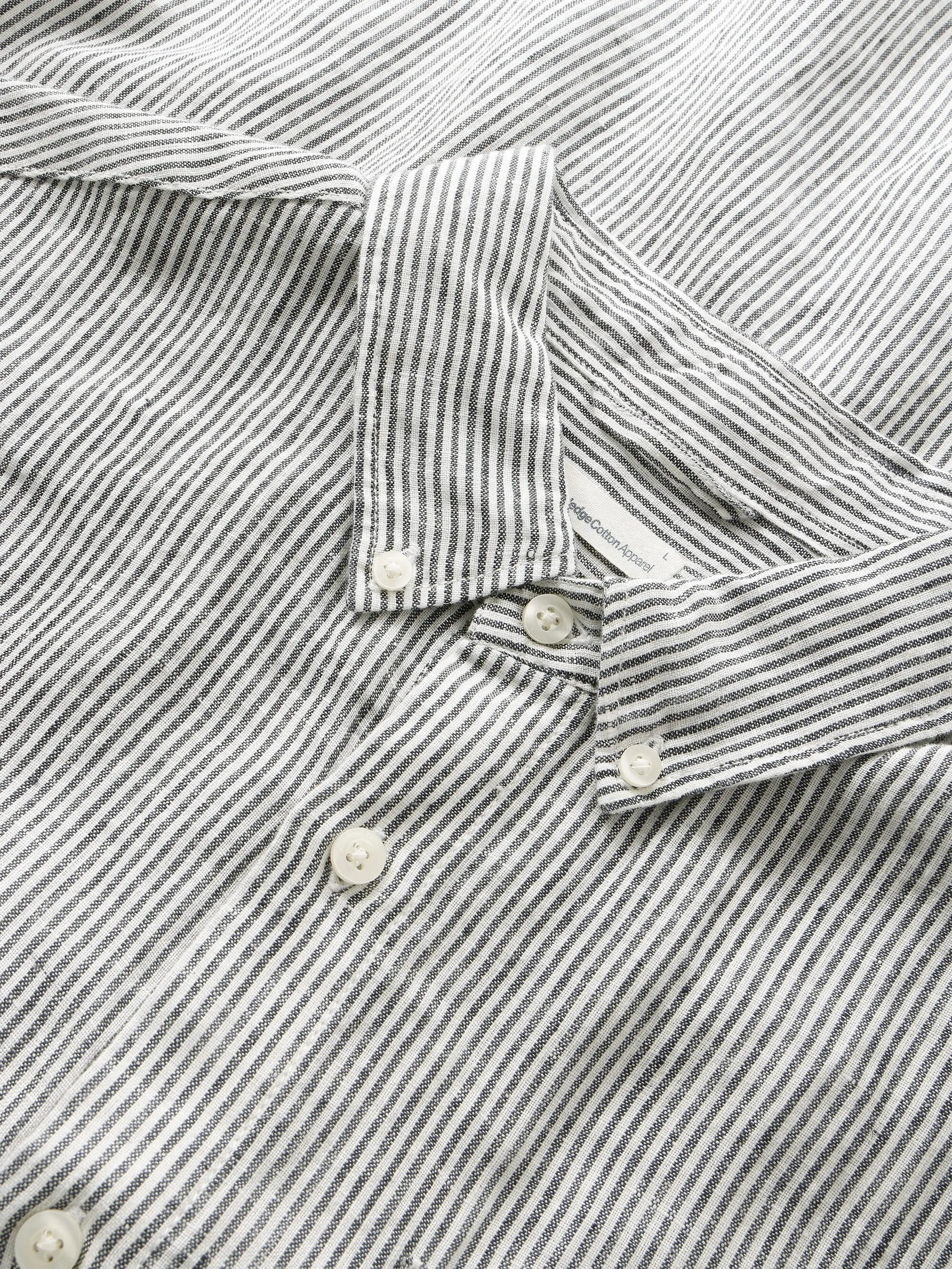 Chemise en lin bio | rayé "regular striped linen shirt total eclipse", Knowledge Cotton Apparel, photo 5