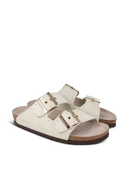 Sandales off white en cuir certifié | blanc "honolulu lead velour off white" - Genuins