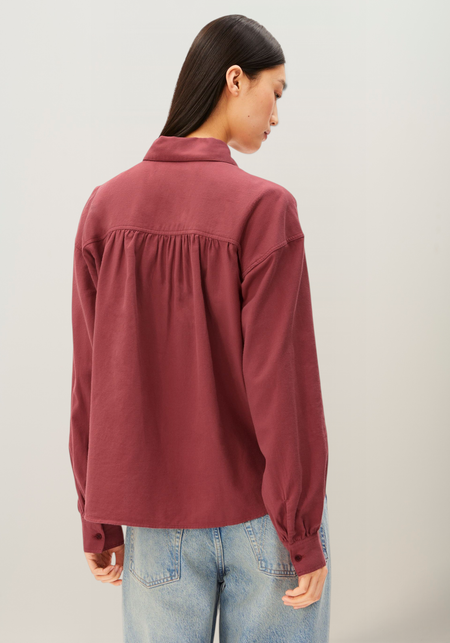 Chemise ample en coton bio | bordeaux "Efinaraa flanell blouse - velvet ember", Armedangels, photo 2