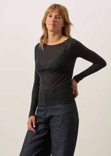 Tee-shirt seconde peau en tencel et laine mérinos  | noir "Milla", WeDressFair, photo 5