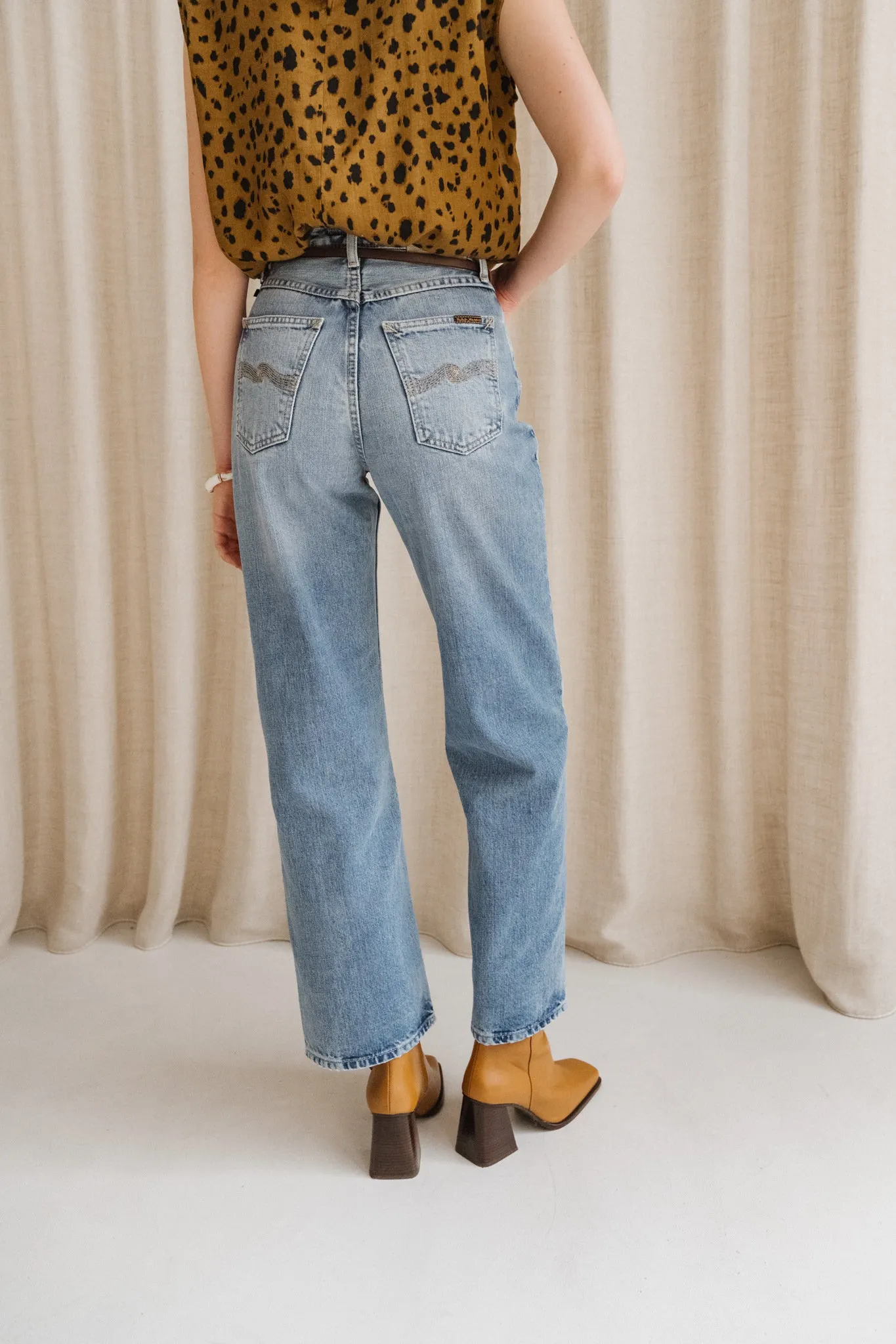 Jean droit large en coton biologique | bleu "clean eileen streaky vintage", Nudie Jeans, photo 3