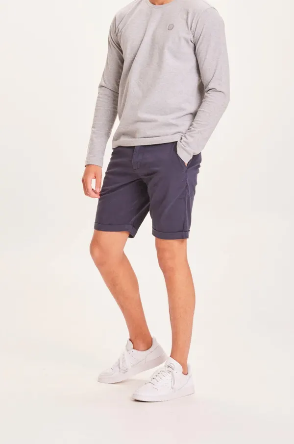Short chino en coton bio | marine "chino poplin total eclipse", Knowledge Cotton Apparel