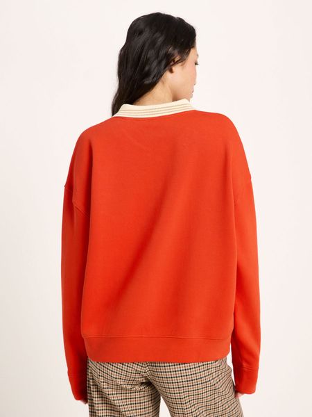 Oversize-Polo-Sweatshirt aus Bio-Baumwolle und recyceltem Material | rot, Lanius, Foto 4