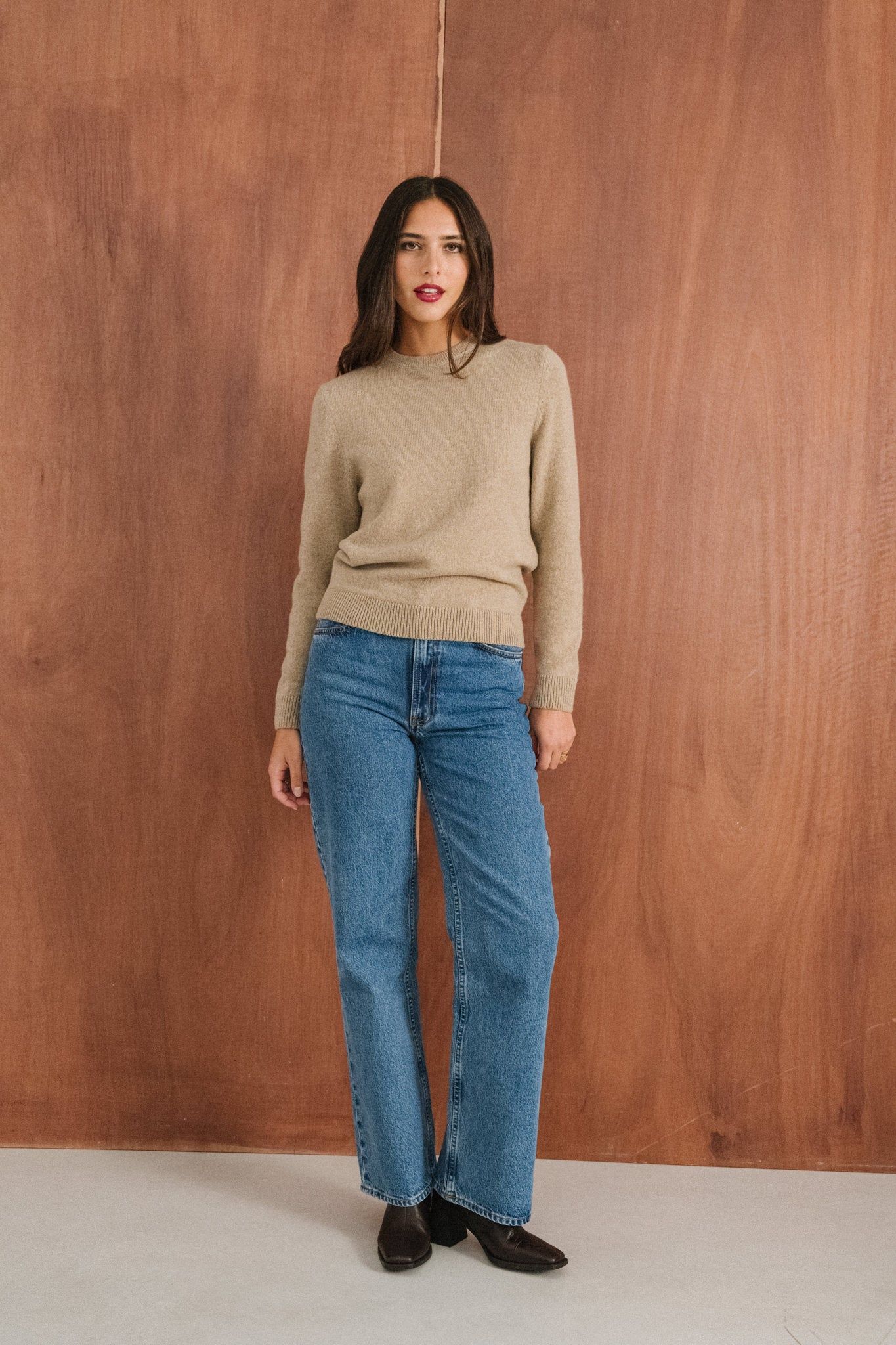 Pull droit en laine mérinos recyclée | beige, WeDressFair, photo 8