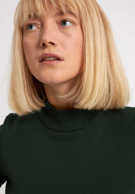 Robe pull à col cheminée vert bouteille en coton bio - friadaa vintage green, Armedangels, photo 4