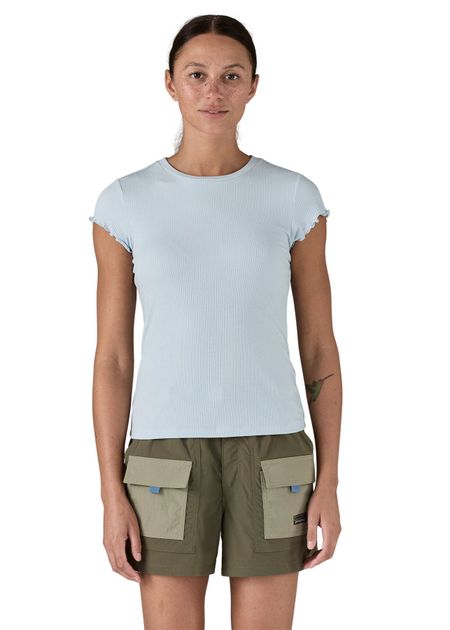 T-shirt côtelé en tencel | bleu ciel "rib knit top - fleck blue" - Patagonia