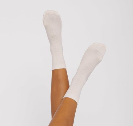 Pack 2 paires chaussettes hautes écru en coton bio - organic striped socks