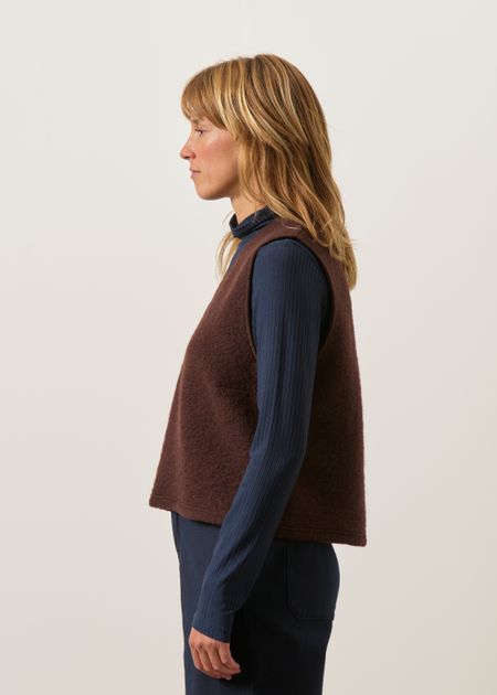Pull sans manches en laine et coton bio | marron "Cropped vest - rosewood brown", Rotholz, photo 5
