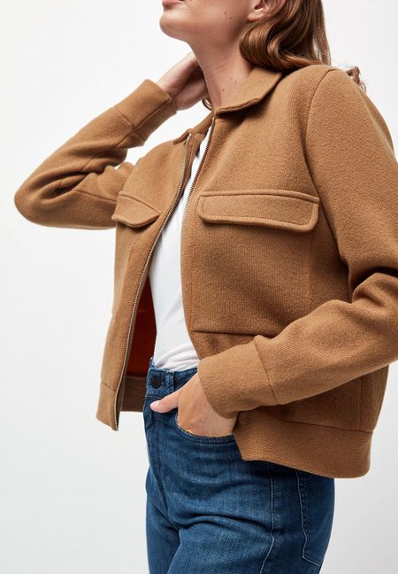 Veste marron en coton et laine bio  - alondraa, Armedangels, photo 2