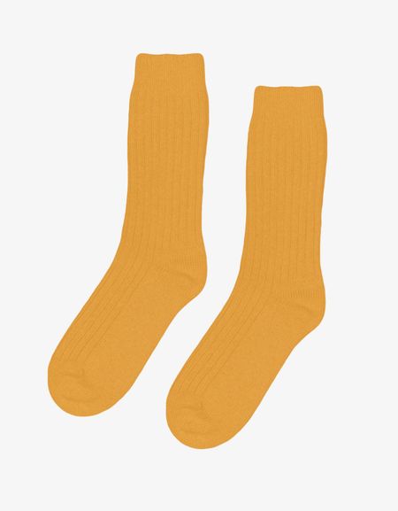 Chaussettes en laine mérinos recyclée | jaune moutarde "burned yellow"