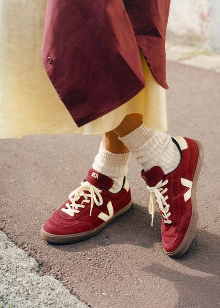 Baskets en cuir suède certifié | bordeaux "Panenka suede - grenat_sun_bark"