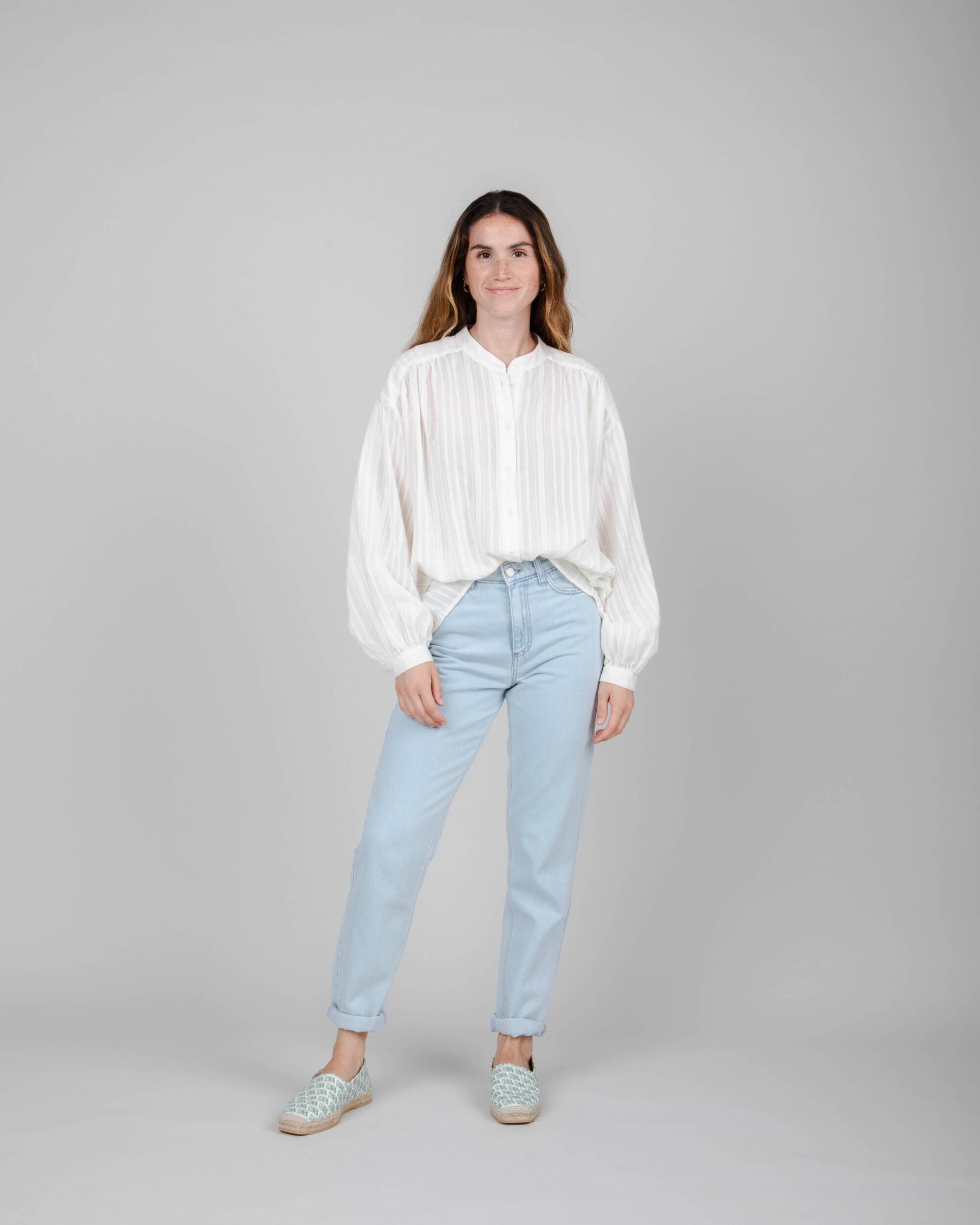Chemise oversize blanche en coton bio - polka dot boho blouse white - white, Brava Fabrics, photo 8