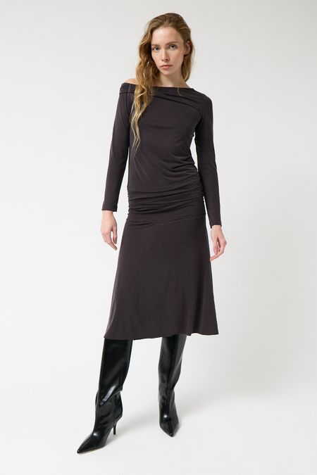 Jupe en lyocell et sorona | charbon "Galena skirt" - AMT Studio