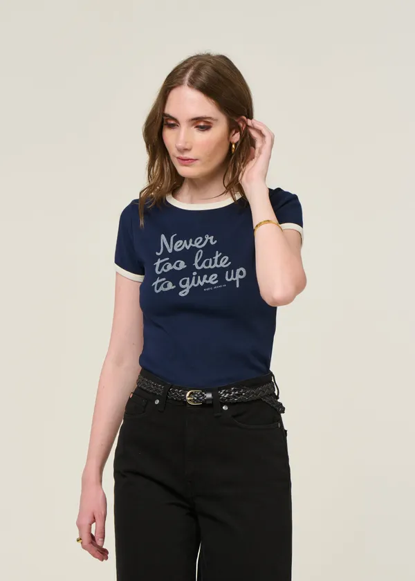 T-shirt en coton bio | bleu "eve ringer too late t-shirt - blueberry", Nudie Jeans