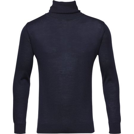 Pull à col roulé bleu en coton bio et cachemire - roll neck