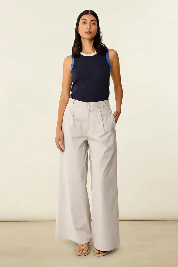 Pantalon large en coton bio | beige "ena", SKFK
