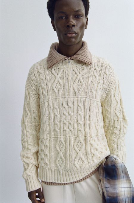 Pullover aus zertifizierter Merinowolle | Beige "ecru rasta knitted sweater - ecru", Thinking Mu, Foto 7