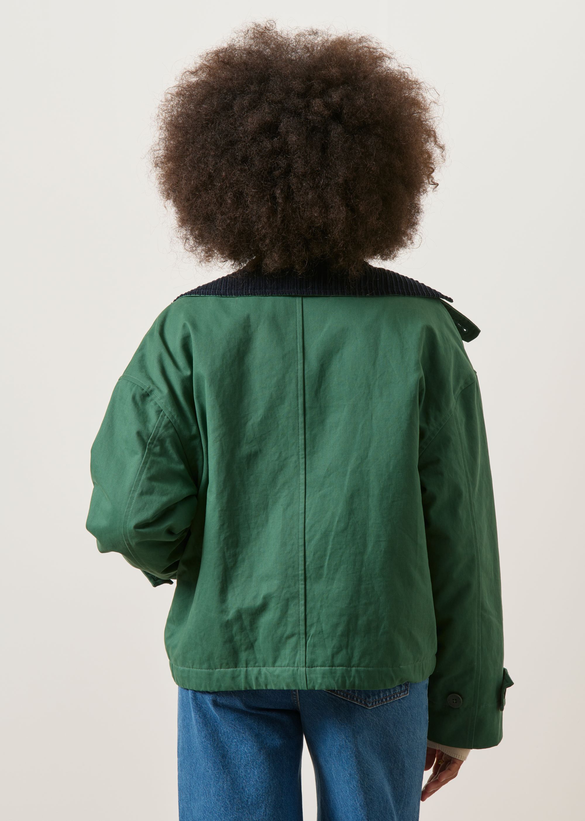 Veste en coton bio | vert "Dark green and navy norma jacket", Thinking Mu, photo 4