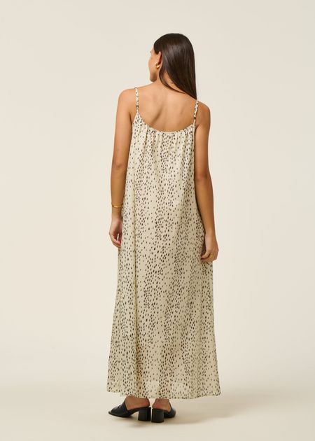 Robe longue ample en coton bio | écru "tova - dalmatian dots", Jan'n June, photo 6
